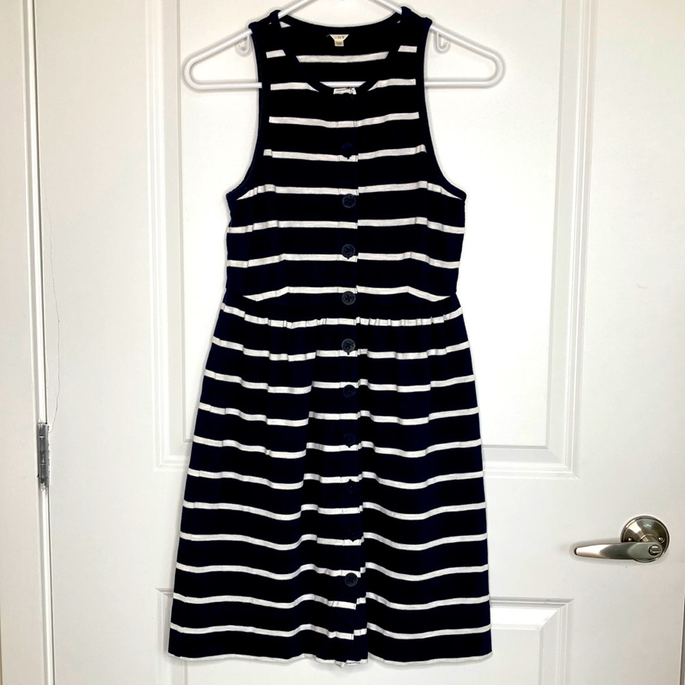J Crew Nautical Navy & White Stipe Button Down Dress (Women’s Size XXS)